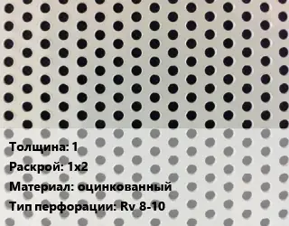 Лист перфорированный 1 1х2 оцинкованный Rv 8-10